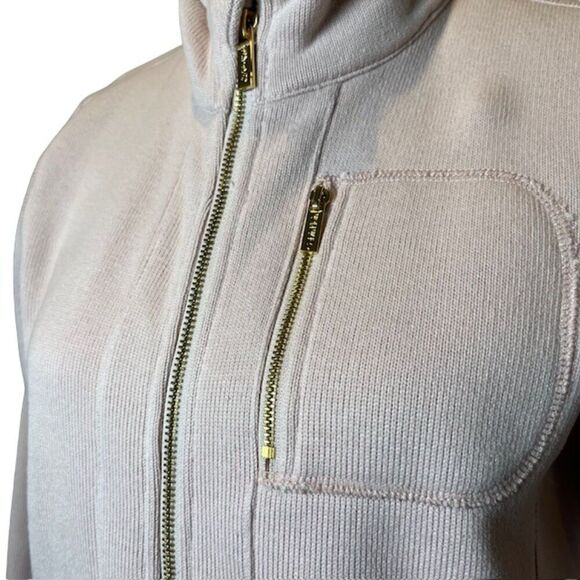 Calvin Klein Coat in Soft Pink with Gold Detail Zip and Chest Pocket Size Medium - Picture 2 of 12